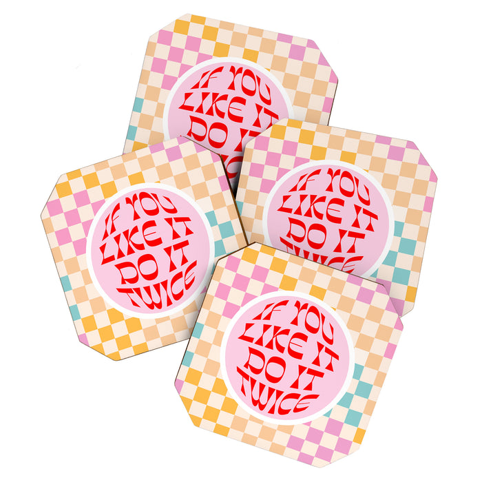 If you like it... Retro and  Fun words on checks  Coaster Gallery Image 1