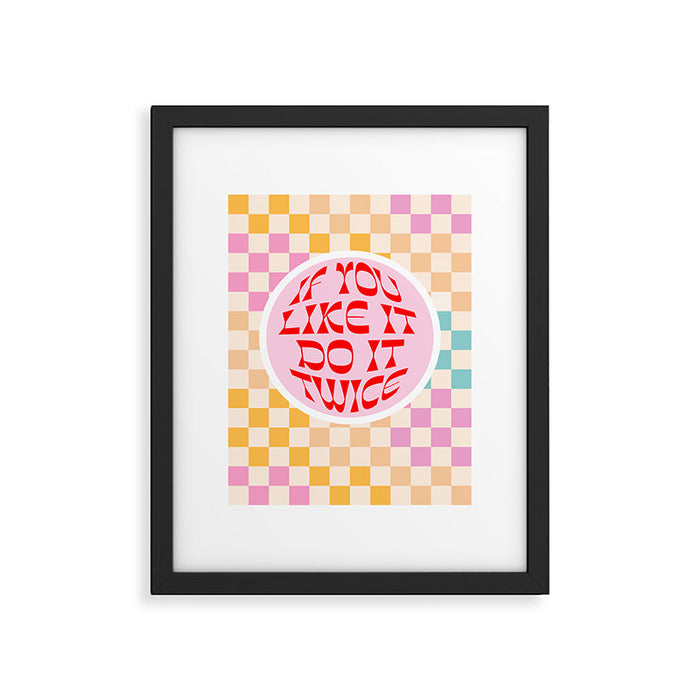 If you like it... Retro and  Fun words on checks  Framed Art Print Gallery Image 1