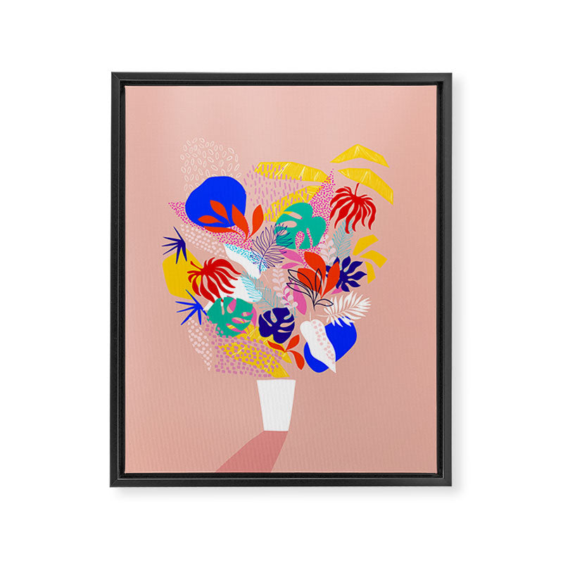 Keep Growing - Tropical plant on peach Framed Canvas Print Gallery Image 8