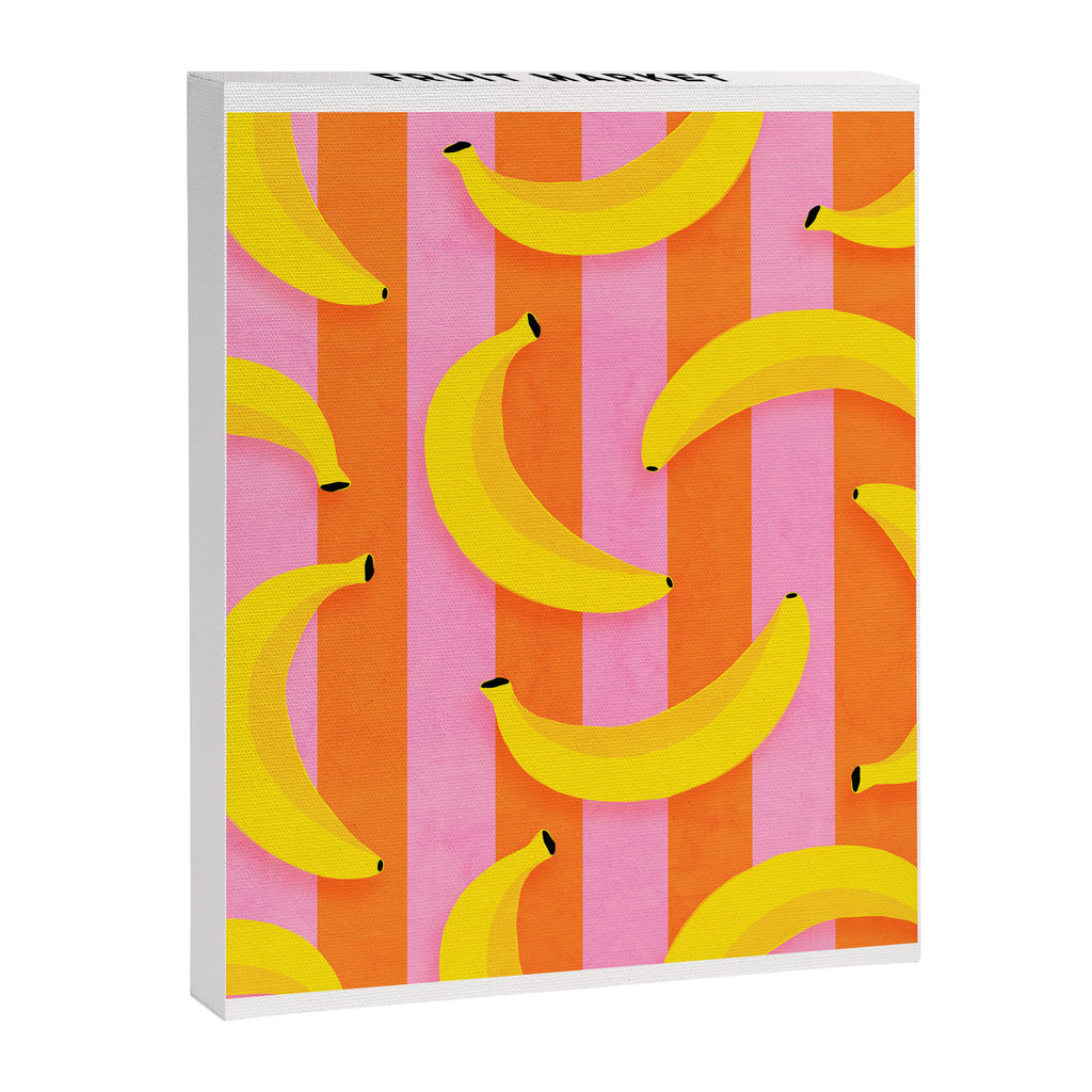 La Banane - Banana fruit market poster on aqua and pink and orange Canvas Print Gallery Image 6
