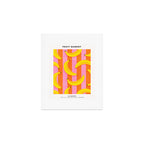 La Banane - Banana fruit market poster on aqua and pink and orange Art Print Gallery Image 1