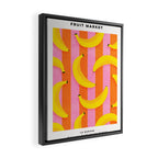La Banane - Banana fruit market poster on aqua and pink and orange Framed Canvas Print Gallery Image 2