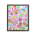 La Dolce Vita Summer Italian Table on blue and white stripes Framed Canvas Print Gallery Image 6