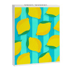 Le citron - lemon fruit market poster on aqua and turquoise stripes Canvas Print Gallery Image 6