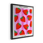 Les fraises - strawberry fruit market poster on pink stripes Framed Canvas Print Gallery Image 2