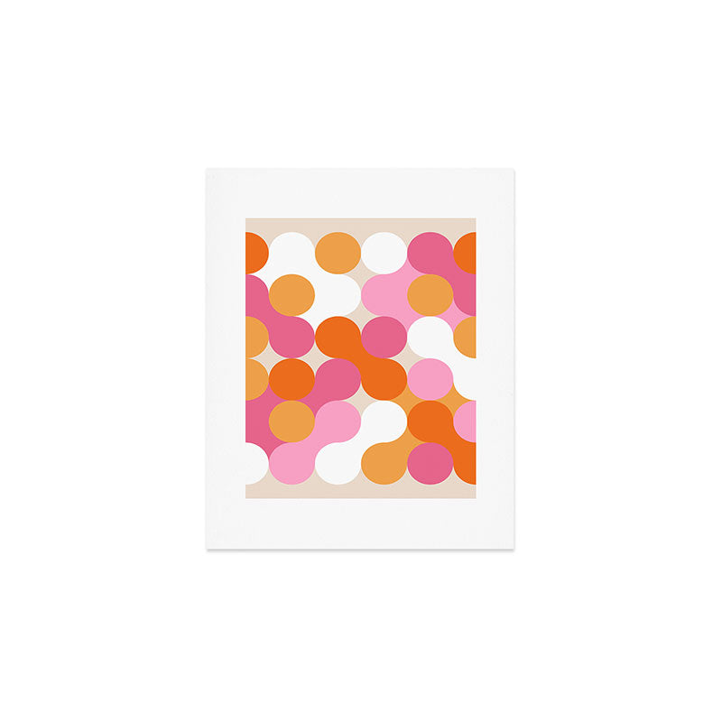 Liquid dot pattern 1 - yellow, orange, pink & white Art Print Gallery Image 1