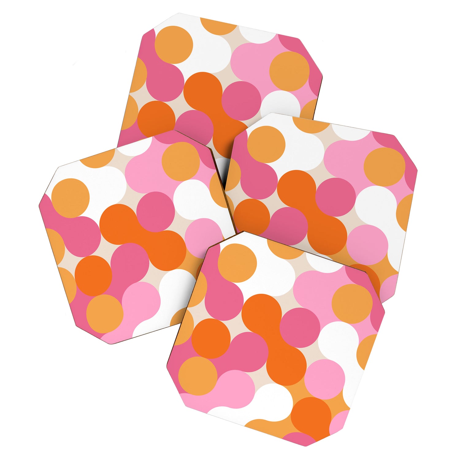 Liquid dot pattern 1 - yellow, orange, pink & white Coaster Gallery Image 1