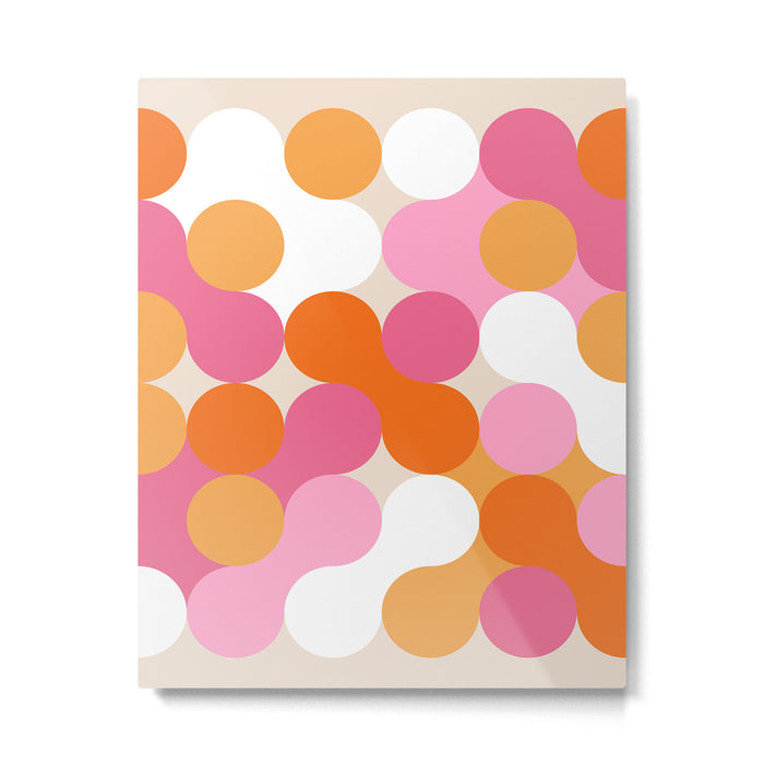 Liquid dot pattern 1 - yellow, orange, pink & white Metal Print Gallery Image 1