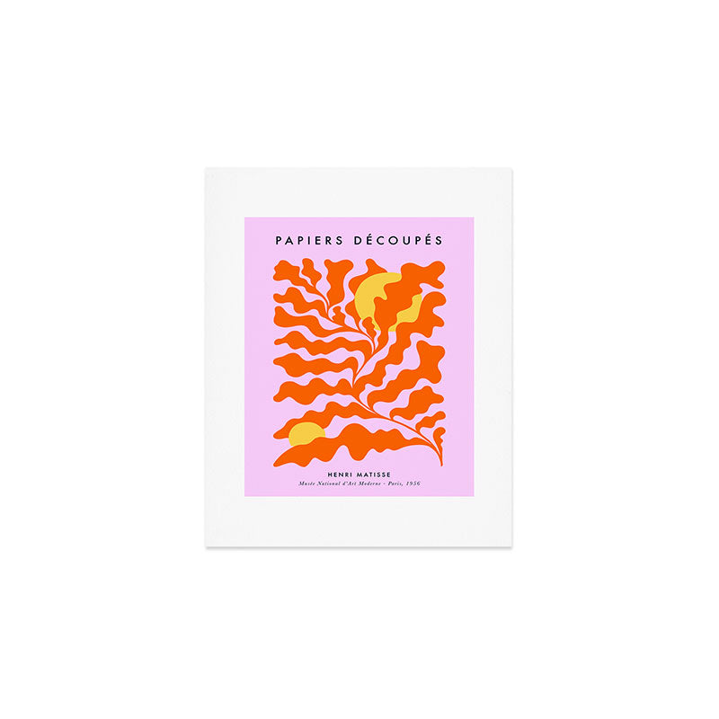Matisse cut-outs - Pink & Orange Leaf on Sun Art Print Gallery Image 1