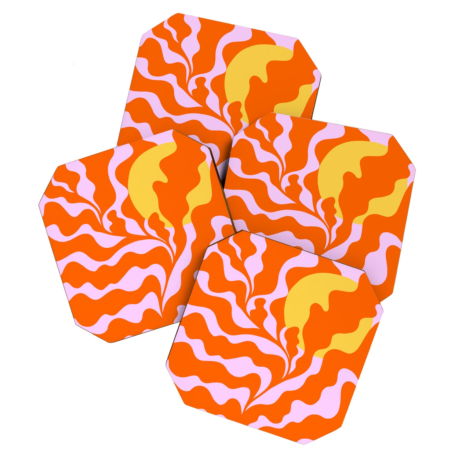 Matisse cut-outs - Pink & Orange Leaf on Sun Coaster Gallery Image 1