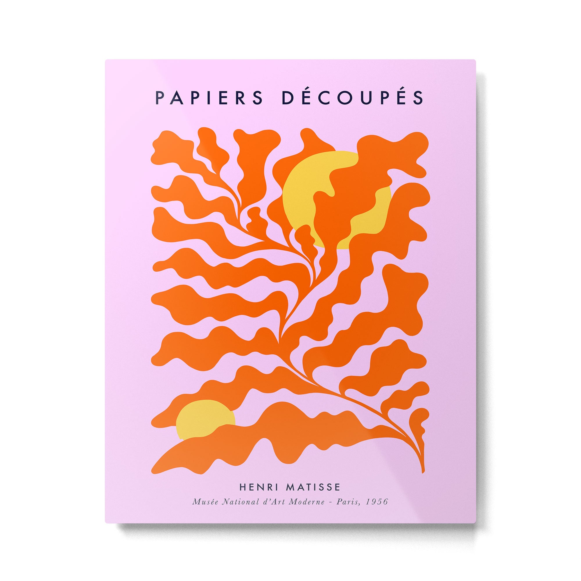 Matisse cut-outs - Pink & Orange Leaf on Sun Metal Print Gallery Image 4