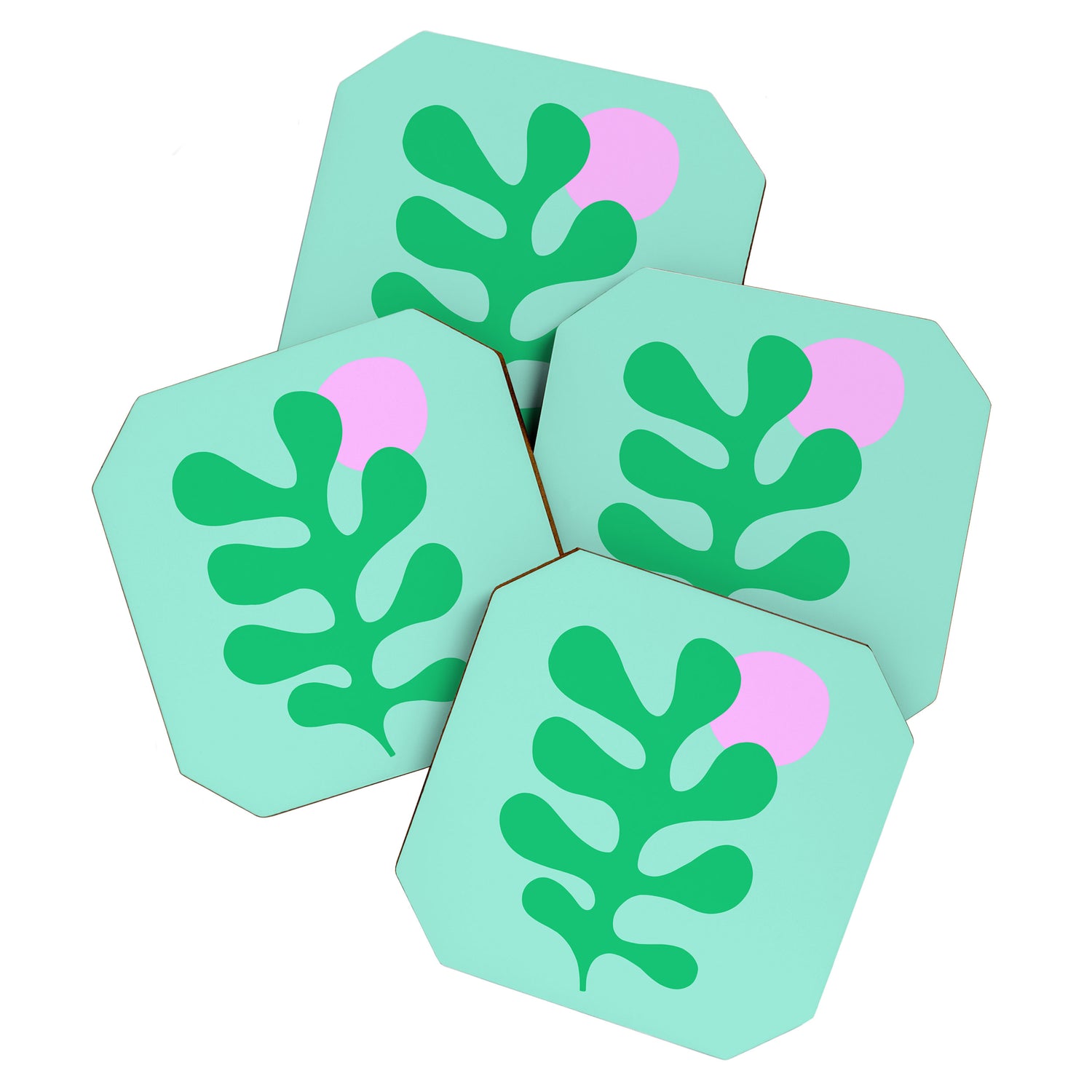 Matisse Poster 2. Leaf & Sun in Green & Pink Coaster Gallery Image 1