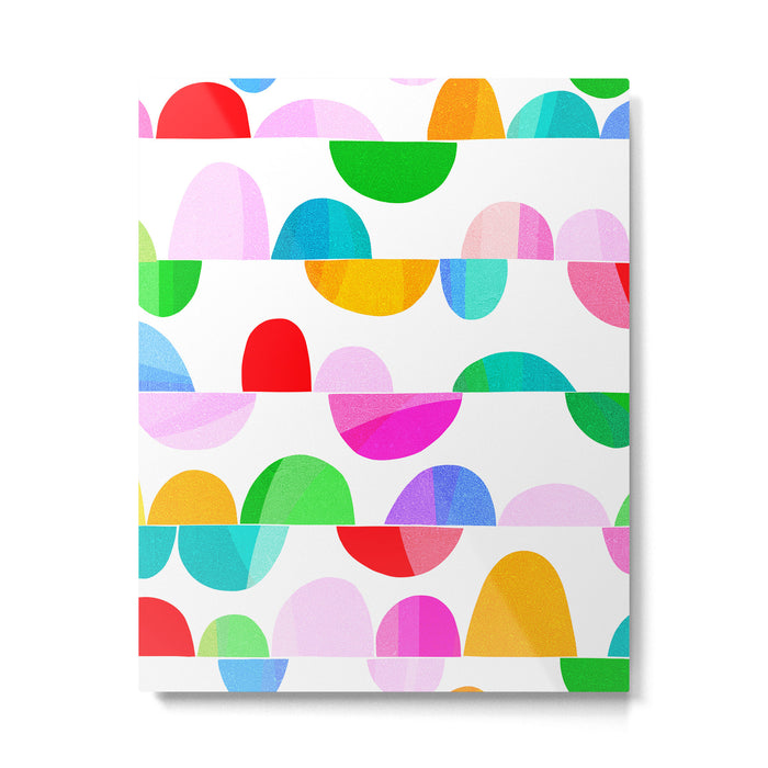 Mid Century Abstract cut-out Pebbles 1. Colourful Metal Print Gallery Image 1