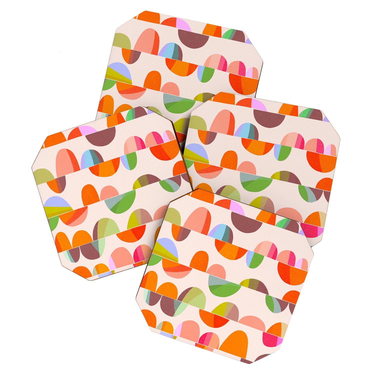 Mid Century Abstract cut-out Pebbles 2. Cosy Retro Coaster Gallery Image 1