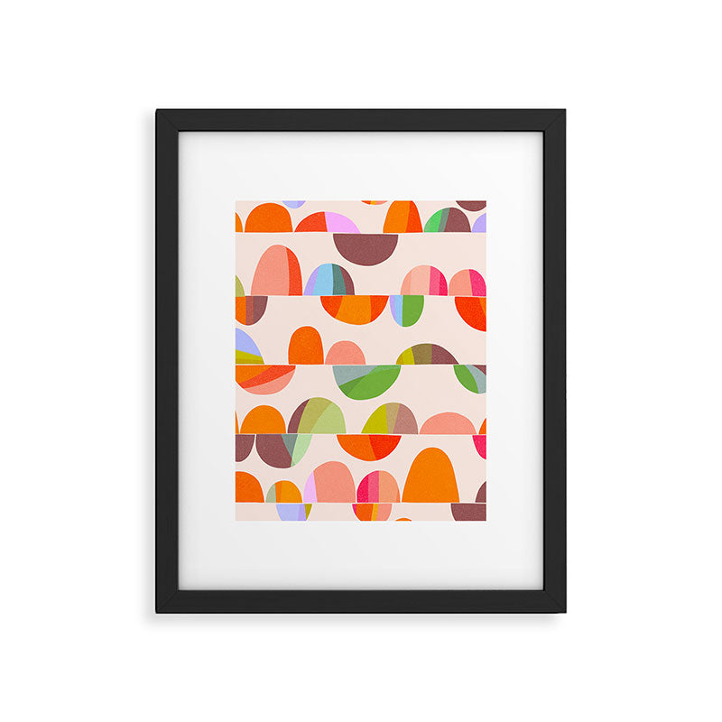 Mid Century Abstract cut-out Pebbles 2. Cosy Retro Framed Art Print Gallery Image 6