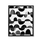 Mid Century Abstract cut-out Pebbles 3. Black and white Framed Canvas Print Gallery Image 8