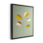 Mid Century Modern Single Leaf Pattern 1. Vintage green Framed Canvas Print Gallery Image 2