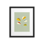 Mid Century Modern Single Leaf Pattern 1. Vintage green Framed Art Print Gallery Image 6