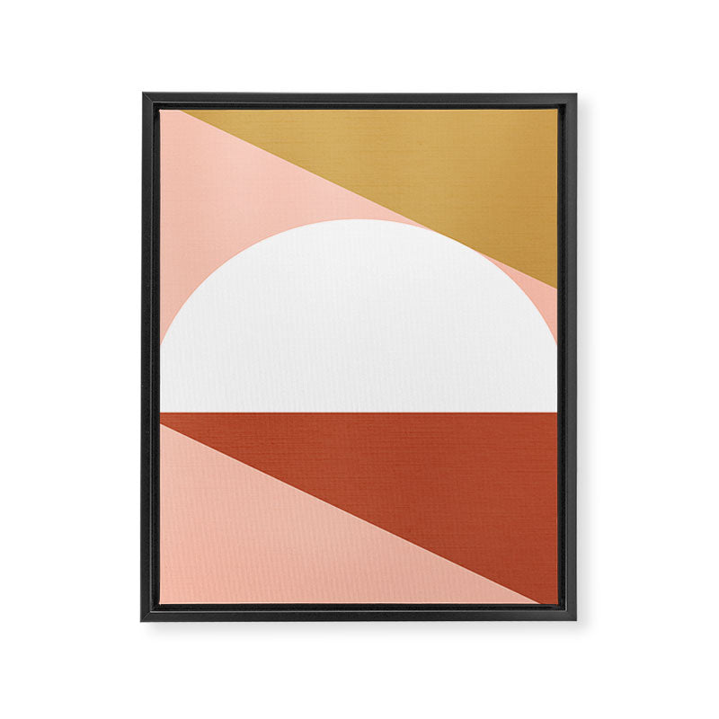 Mid Century Modern Sunset - Terracotta Peach Mustard Framed Canvas Print Gallery Image 6