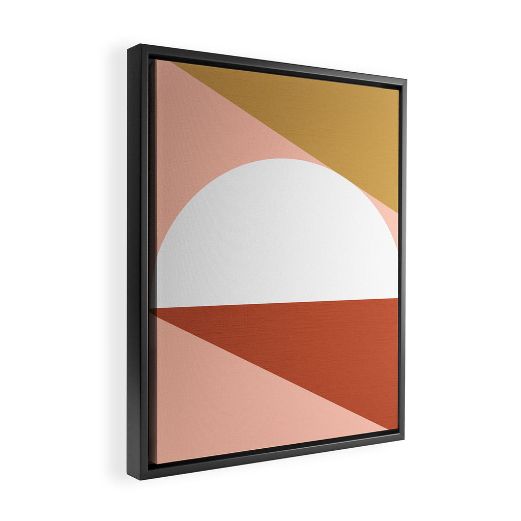 Mid Century Modern Sunset - Terracotta Peach Mustard Framed Canvas Print Gallery Image 2
