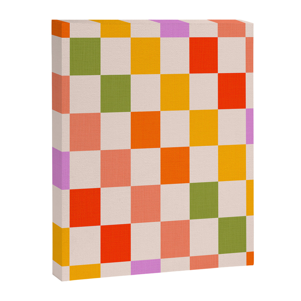Mid Mod Colourful Sunny Check Pattern Canvas Print Gallery Image 6