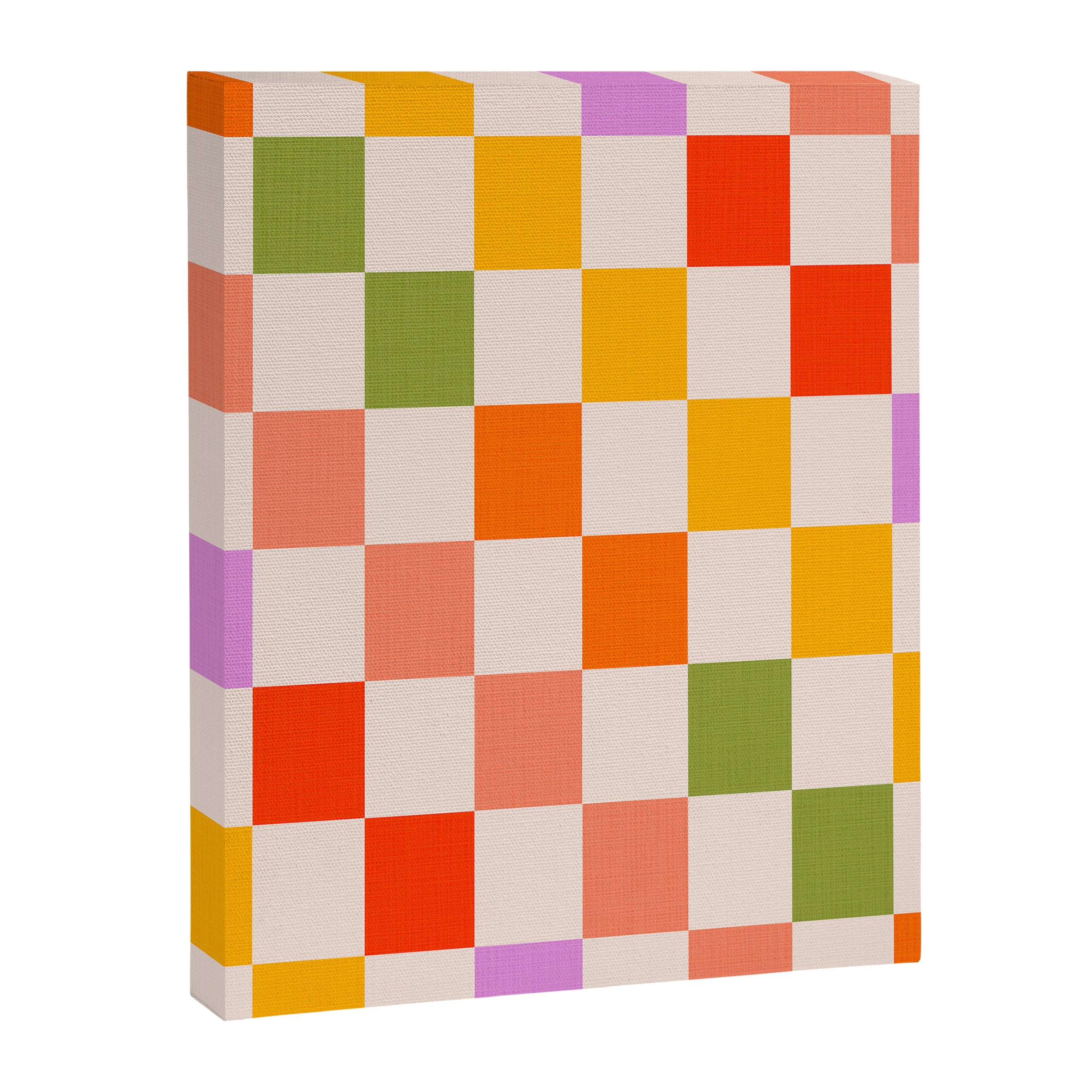Mid Mod Colourful Sunny Check Pattern Canvas Print Gallery Image 6