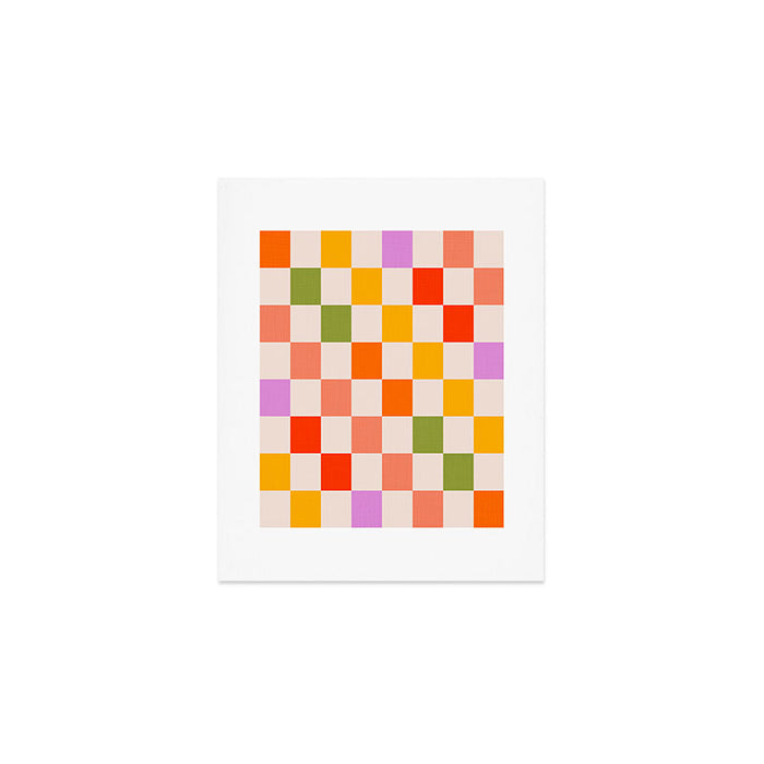 Mid Mod Colourful Sunny Check Pattern Art Print Gallery Image 1