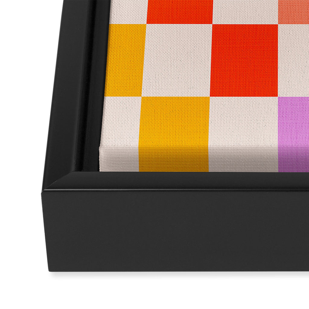 Mid Mod Colourful Sunny Check Pattern Framed Canvas Print Gallery Image 3