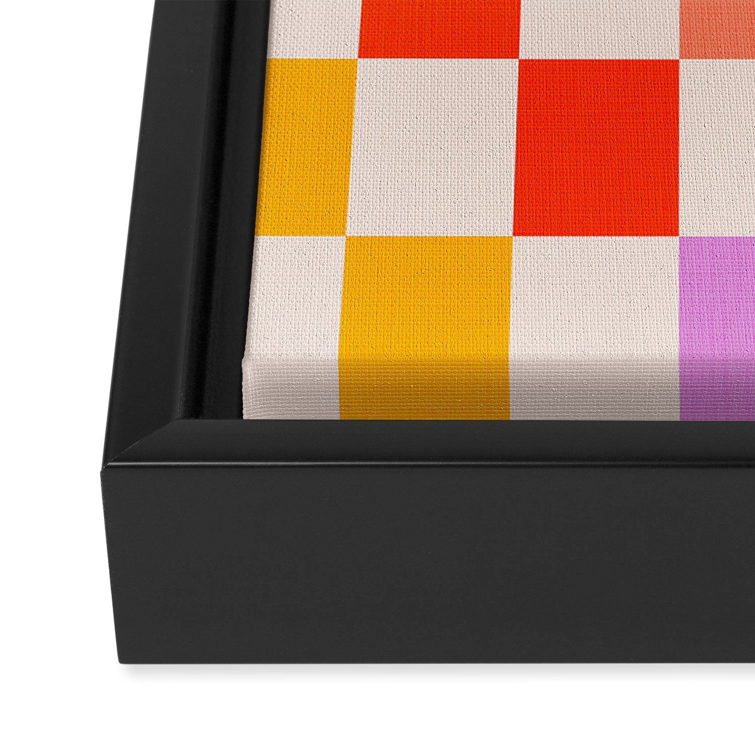 Mid Mod Colourful Sunny Check Pattern Framed Canvas Print Gallery Image 3