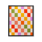 Mid Mod Colourful Sunny Check Pattern Framed Canvas Print Gallery Image 6