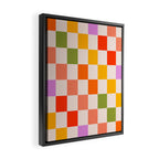 Mid Mod Colourful Sunny Check Pattern Framed Canvas Print Gallery Image 2