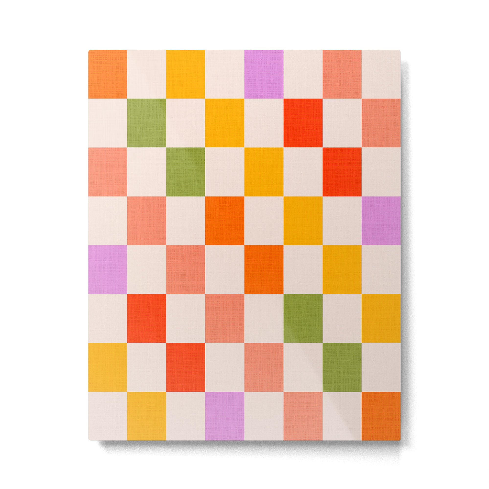 Mid Mod Colourful Sunny Check Pattern Metal Print Gallery Image 4