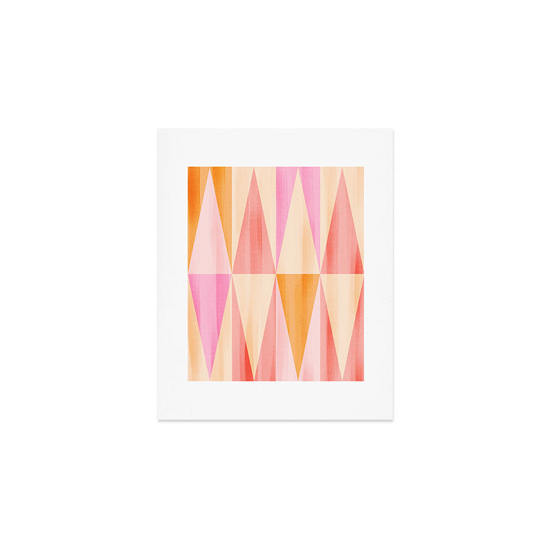 Mid Mod Deco Diamond Pattern 2. Peachy Art Print Gallery Image 1