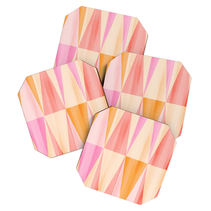 Mid Mod Deco Diamond Pattern 2. Peachy Coaster Gallery Image 1