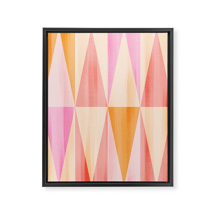 Mid Mod Deco Diamond Pattern 2. Peachy Framed Canvas Print Gallery Image 1