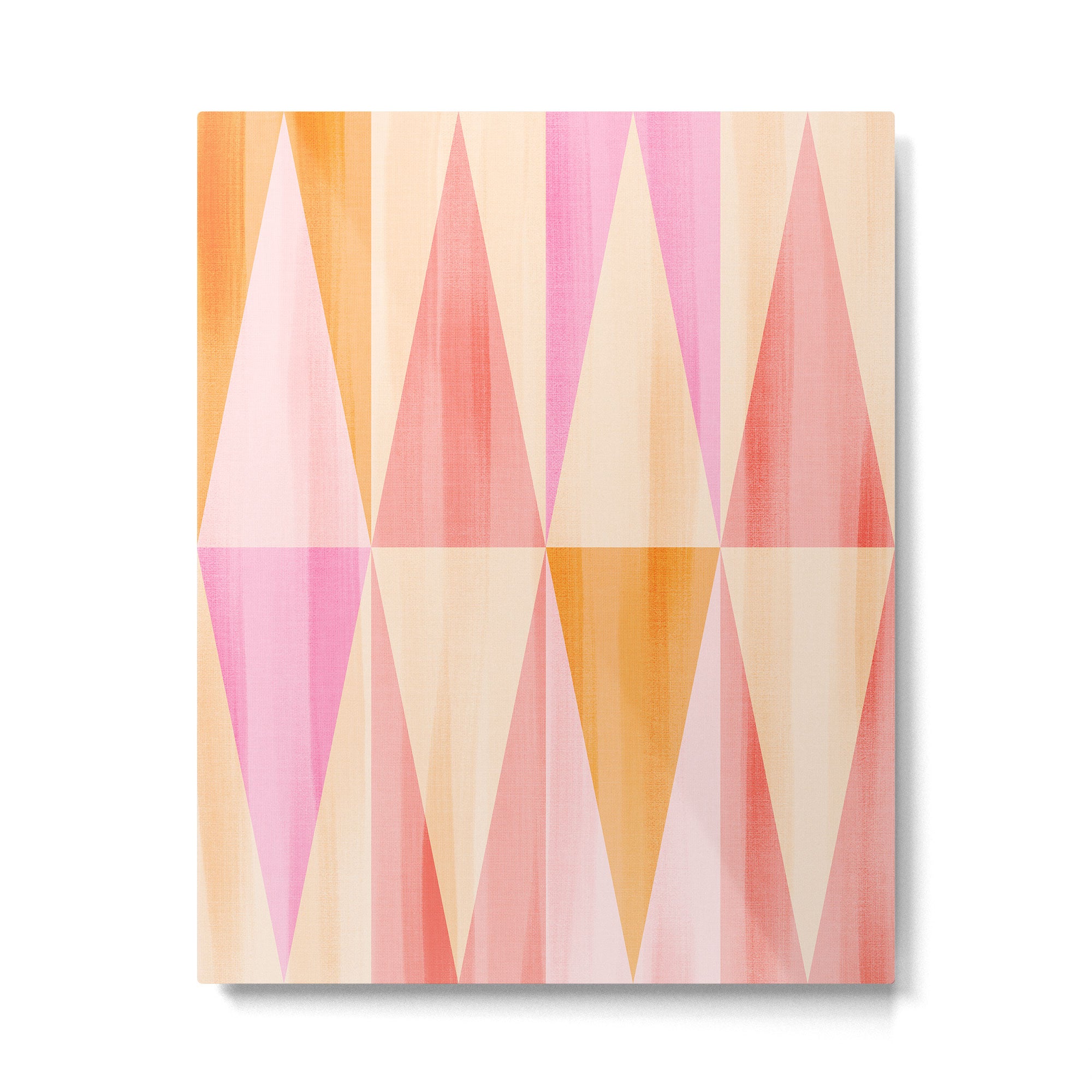 Mid Mod Deco Diamond Pattern 2. Peachy Metal Print Gallery Image 4
