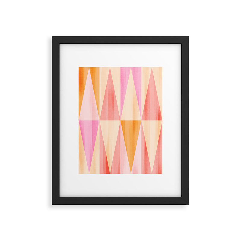 Mid Mod Deco Diamond Pattern 2. Peachy Framed Art Print Gallery Image 5