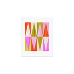 Mid Mod Diamond Pattern 1. textured Pink Green  Art Print Gallery Image 1