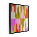 Mid Mod Diamond Pattern 1. textured Pink Green  Framed Canvas Print Gallery Image 2