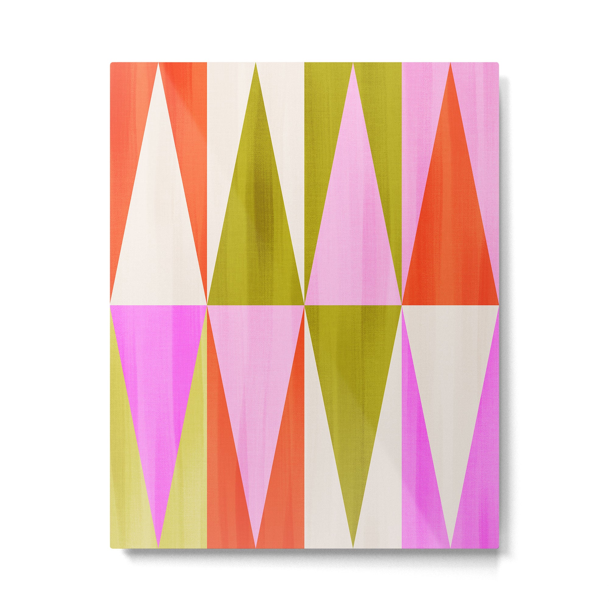 Mid Mod Diamond Pattern 1. textured Pink Green  Metal Print Gallery Image 4