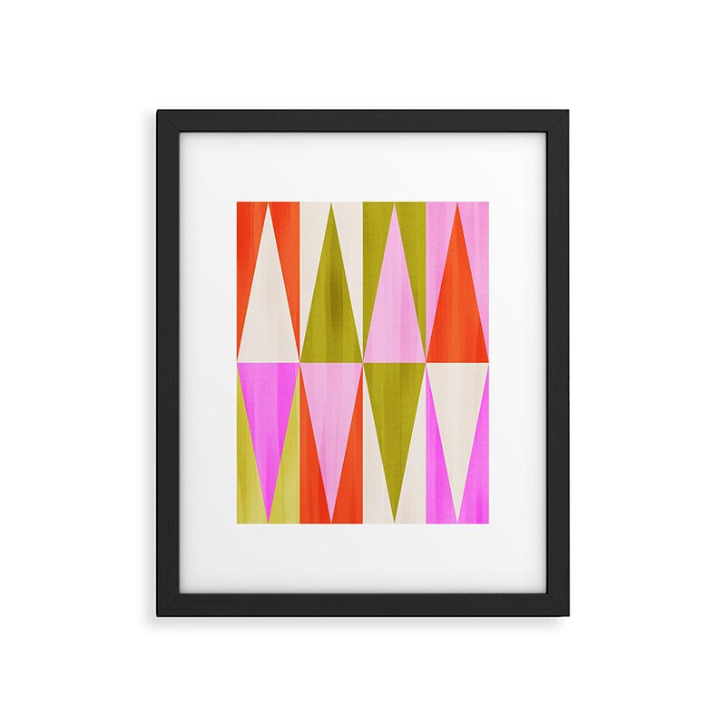 Mid Mod Diamond Pattern 1. textured Pink Green  Framed Art Print Gallery Image 5
