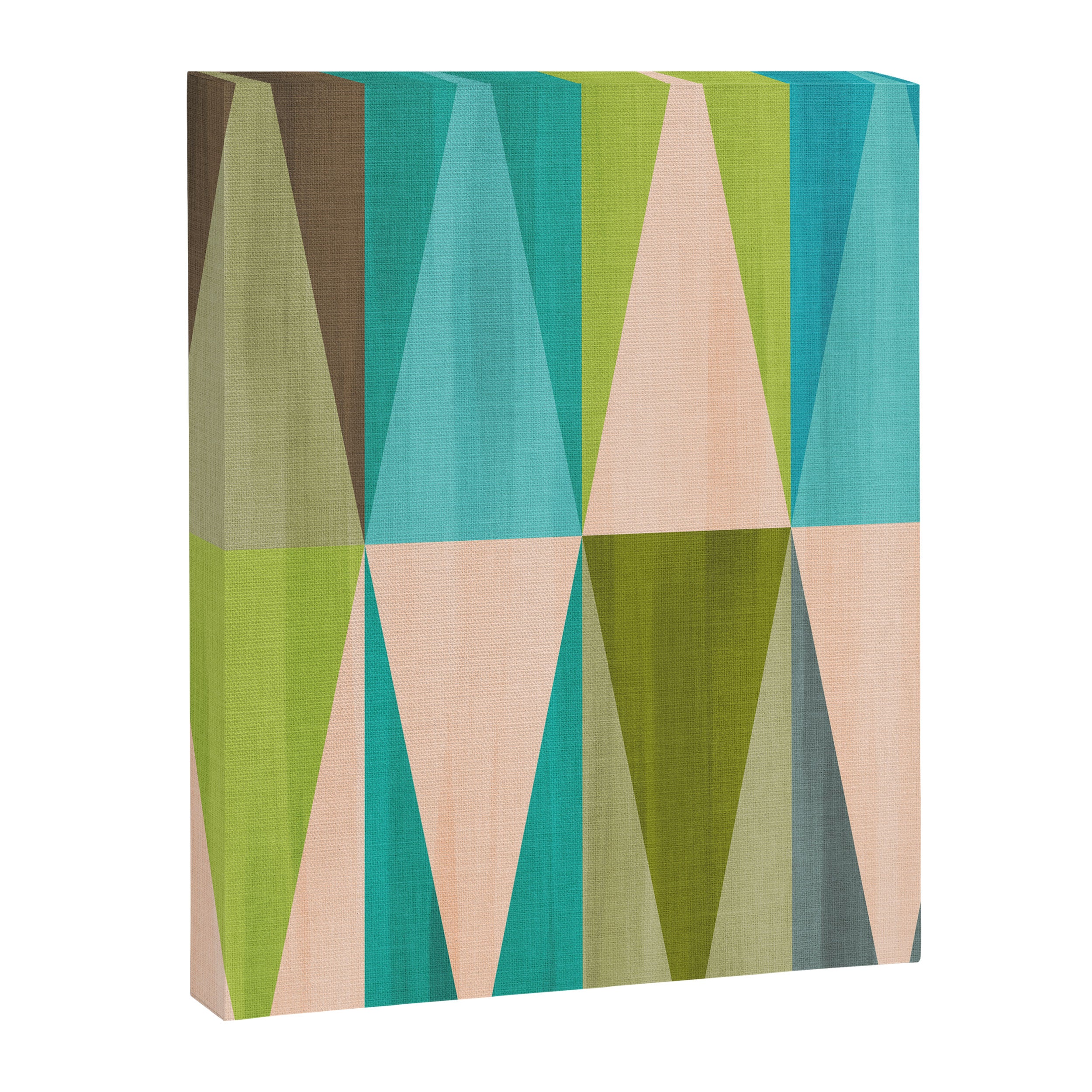 Mid Mod Diamond Pattern 3. textured Blue Green Canvas Print Gallery Image 6