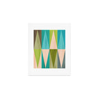 Mid Mod Diamond Pattern 3. textured Blue Green Art Print Gallery Image 1
