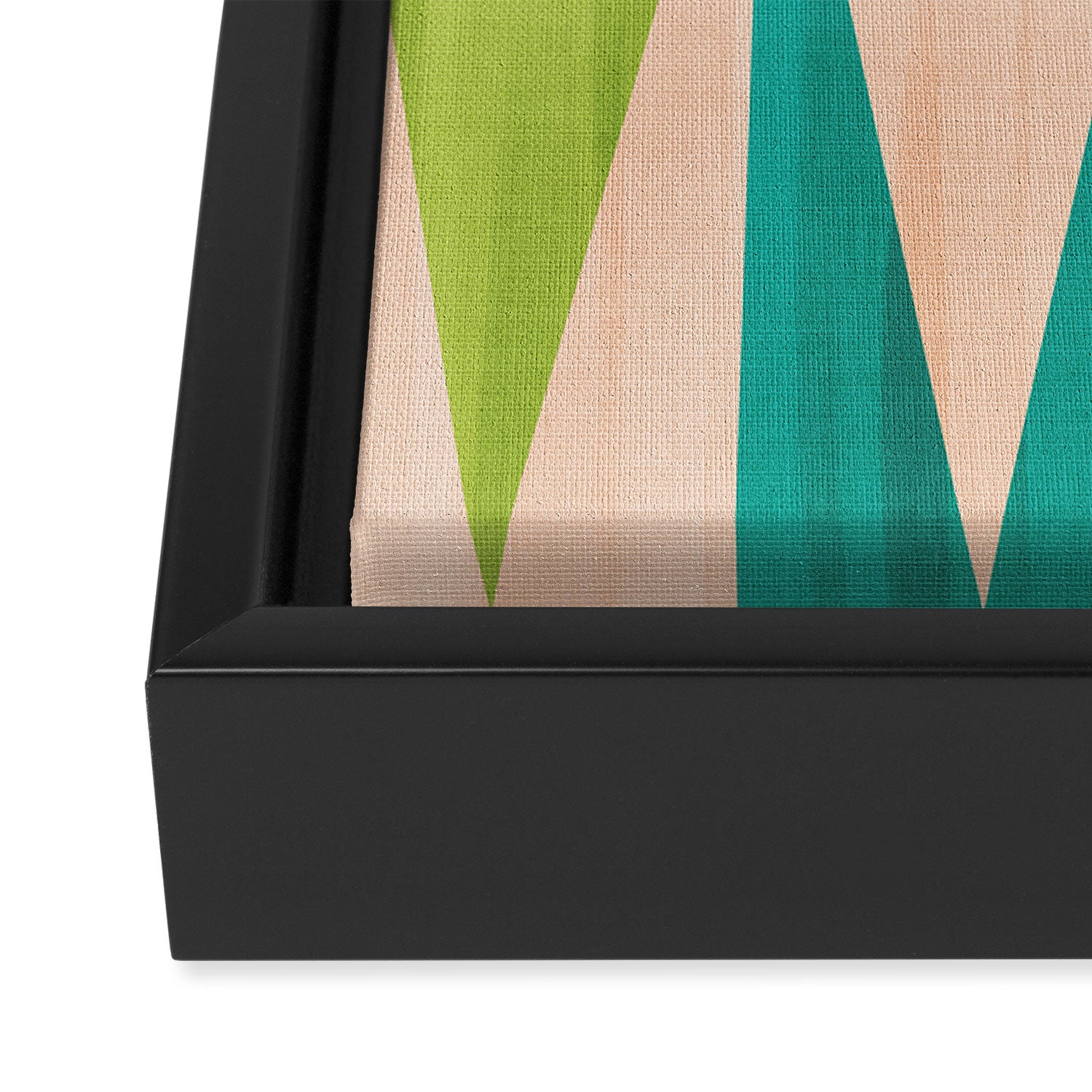 Mid Mod Diamond Pattern 3. textured Blue Green Framed Canvas Print Gallery Image 3