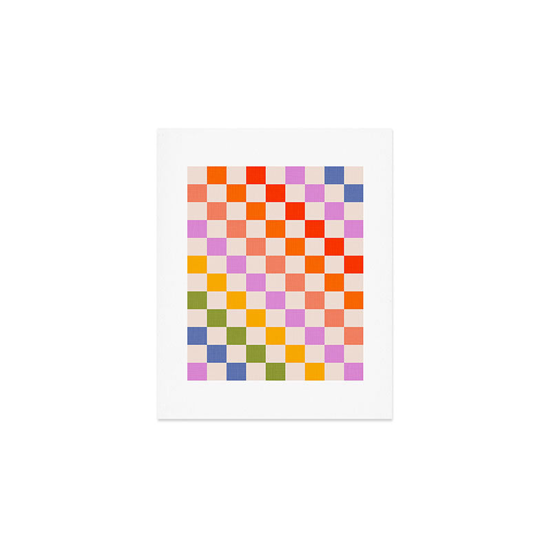Mid Mod Rainbow Check pattern Art Print Gallery Image 1