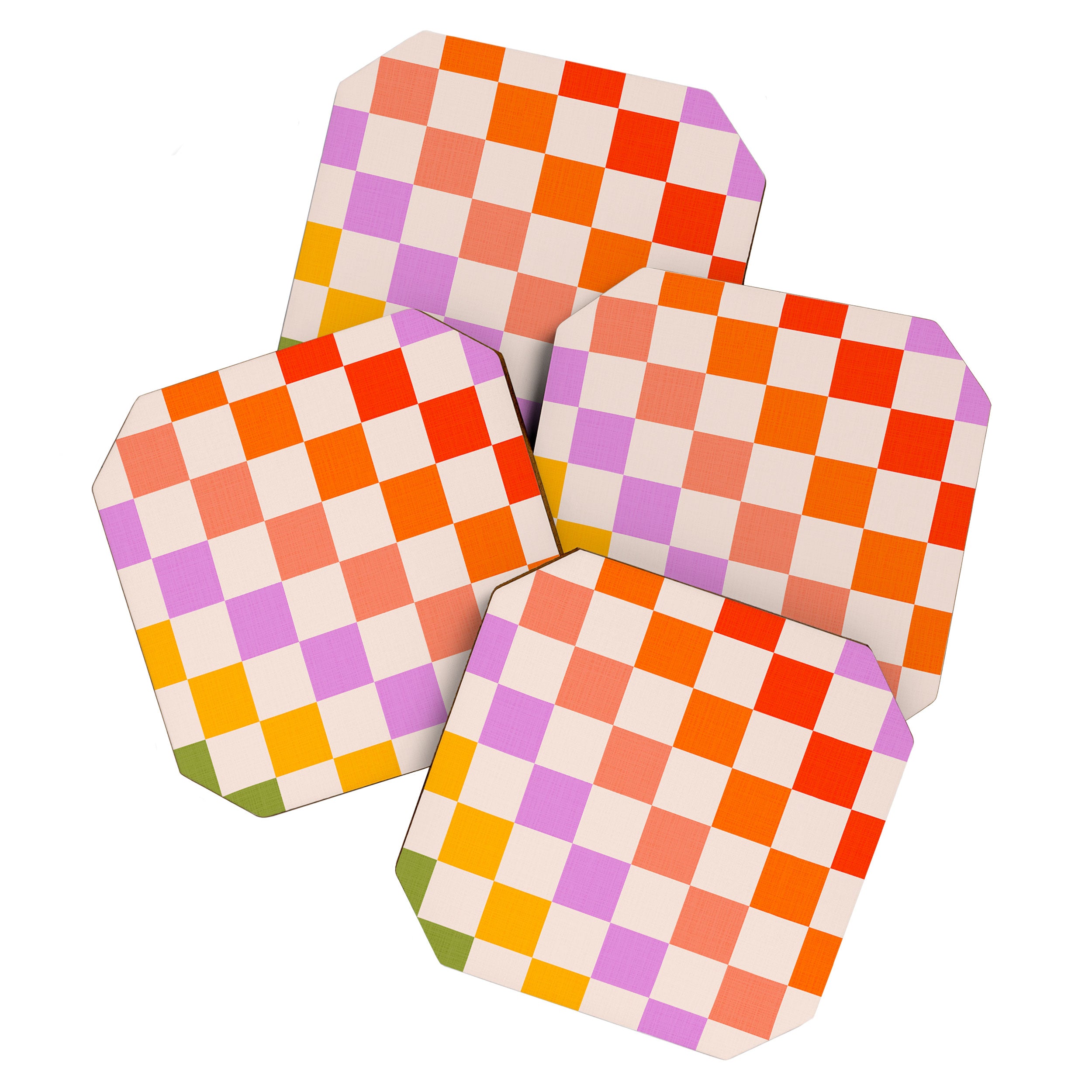 Mid Mod Rainbow Check pattern Coaster Gallery Image 1