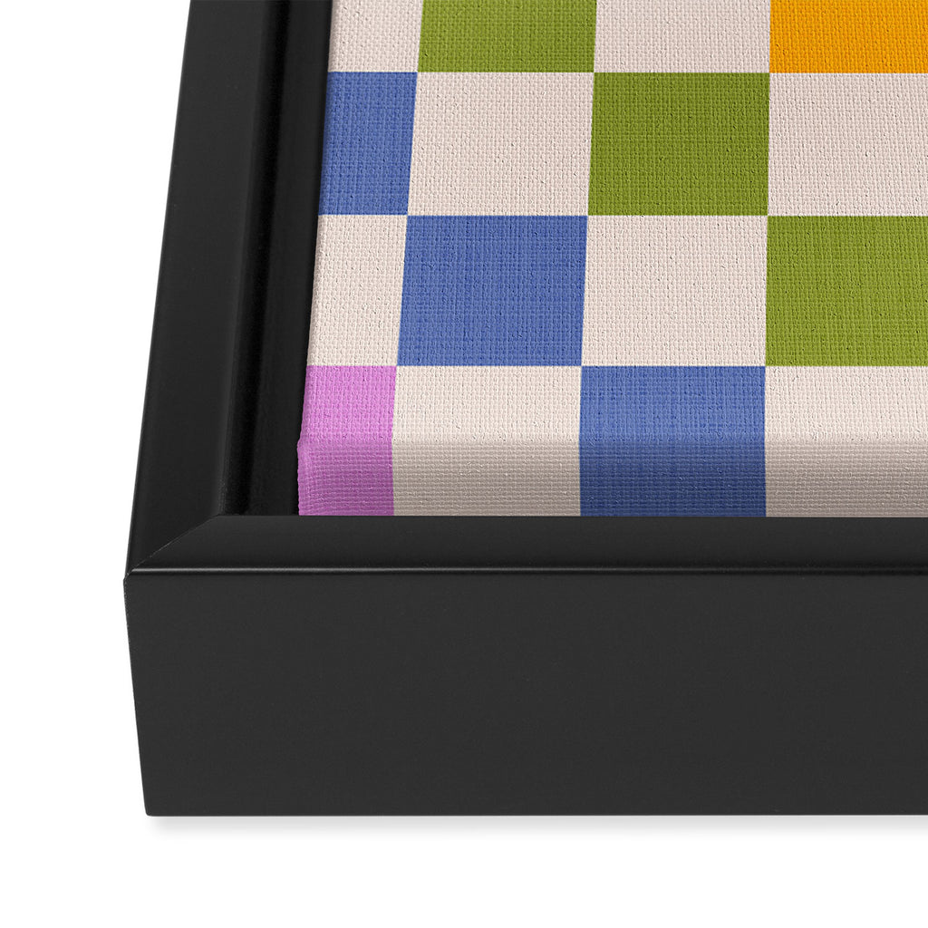 Mid Mod Rainbow Check pattern Framed Canvas Print Gallery Image 3