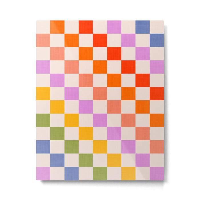 Mid Mod Rainbow Check pattern Metal Print Gallery Image 1