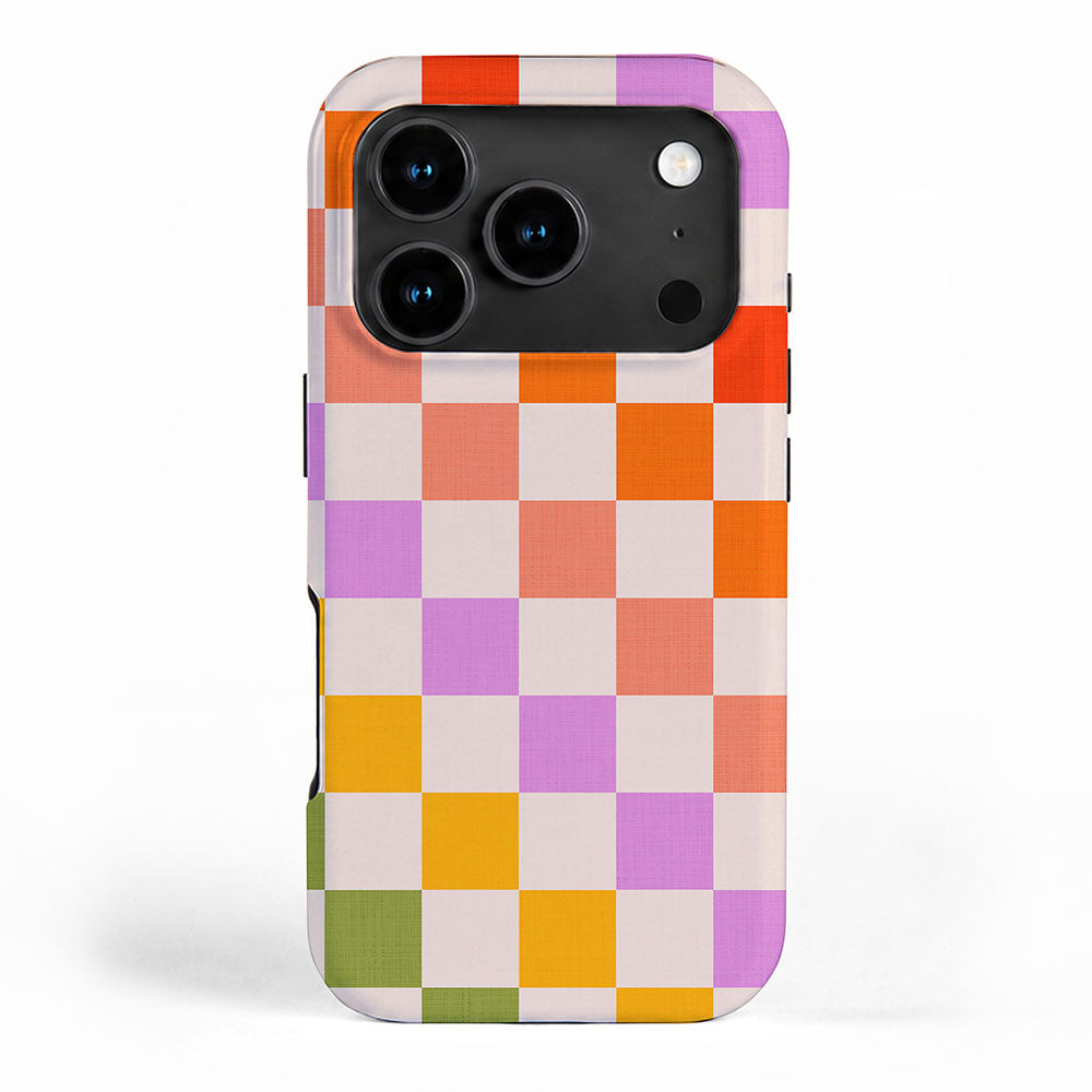 Mid Mod Rainbow Check pattern iPhone Case Gallery Image 1