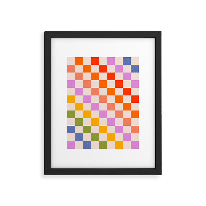 Mid Mod Rainbow Check pattern Framed Art Print Gallery Image 5